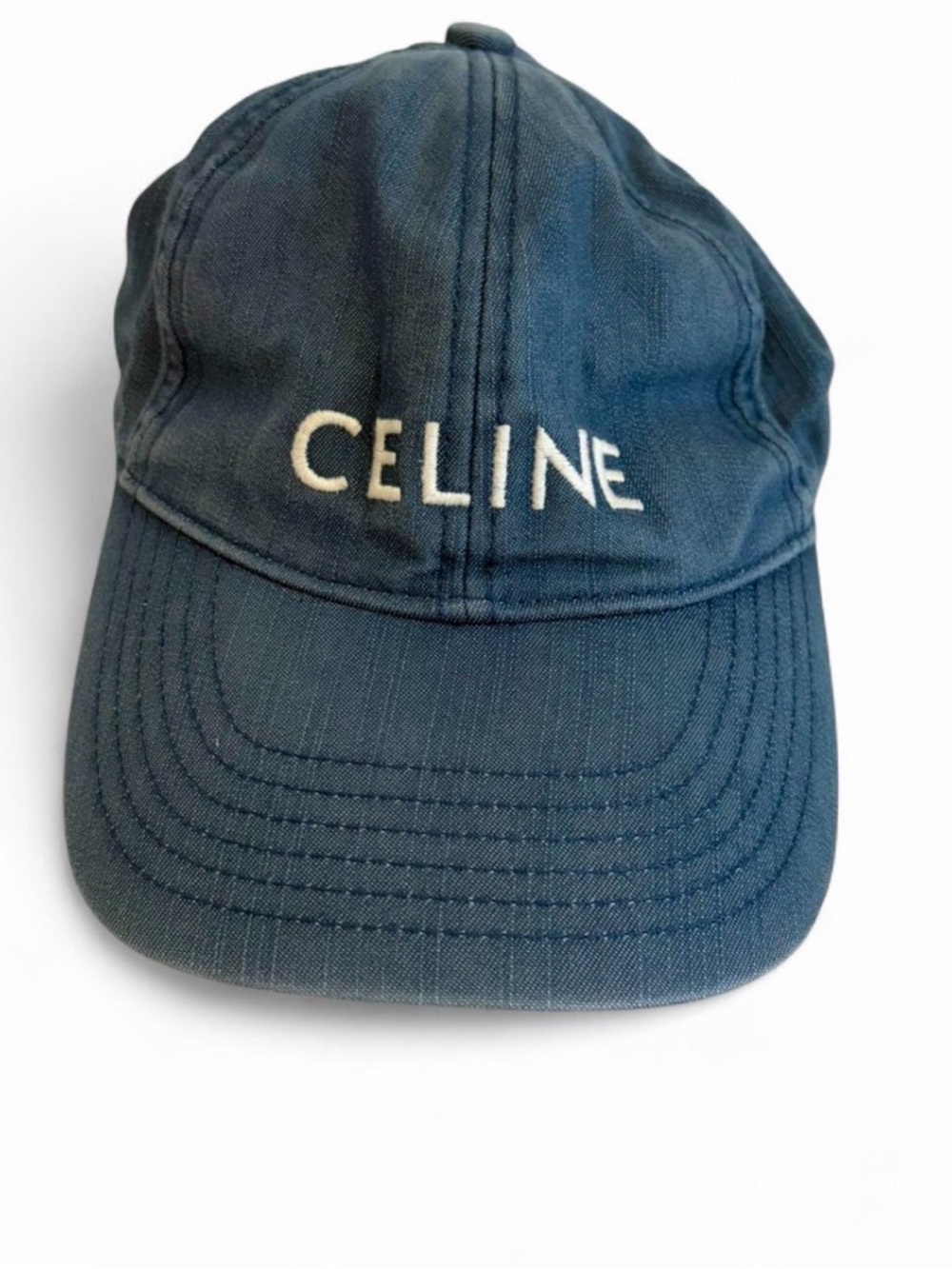 Celine Baseball Cap in Cotton washed blue